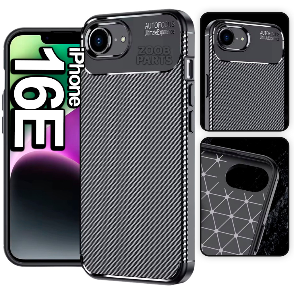 Case Capinha Case iPhone 16E Carbon Fiber Line Matte Texture Carbon Fiber - หน้าจอ 6.1" (A3409)