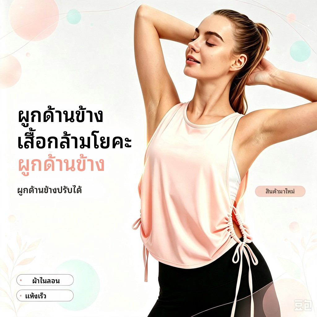 ผู้หญิงเสื้อกล้ามโยคะ เชือกรูด ด้านข้าง, ไนลอนสองด้านแขนกุดหลวมยิมออกกําลังกาย ปิดบัง-ขึ้น เสื้อกั๊ก