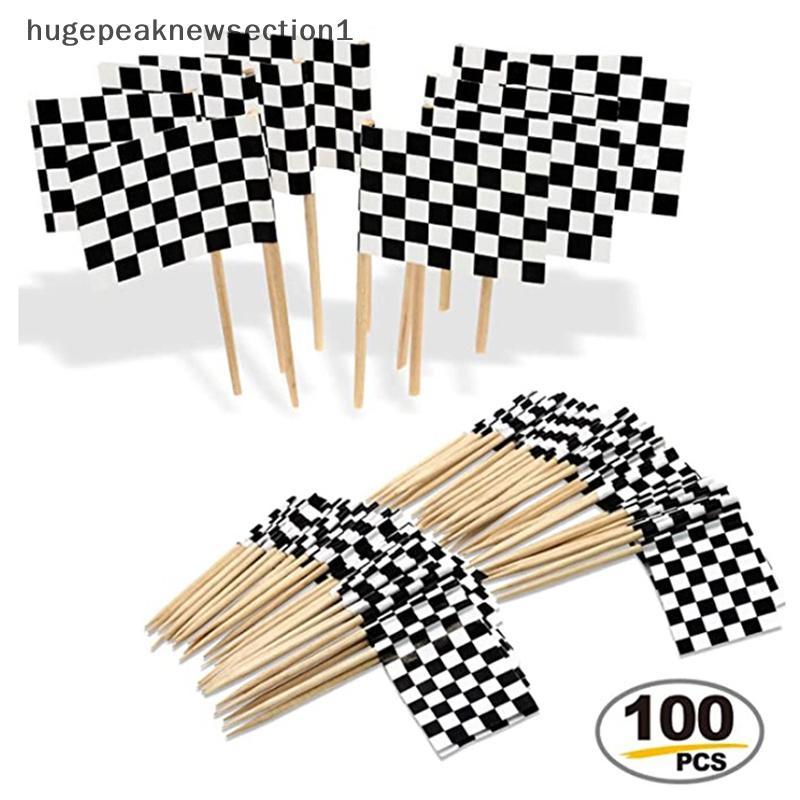 Bigpeaknewsection1 100pcs Racing Flag Toothpis ไม้ Cheered Flag Pis อาหารเรียกน้ําย่อย Toothpis Nice