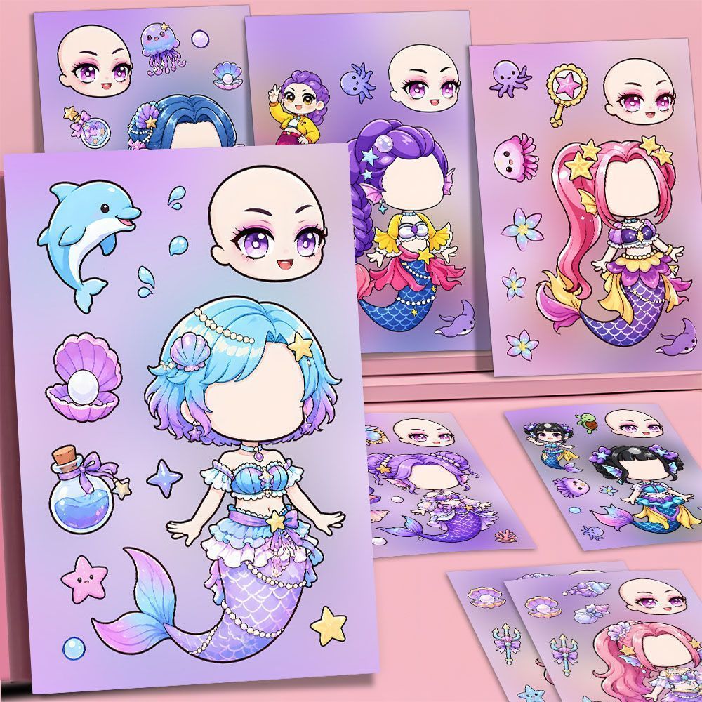8ชิ้นน่ารักปีศาจล่าสัตว์นางเงือกสติกเกอร์เด็กปริศนาแต่งตัวเกมเพิ่มโฟกัส ทําเอง บัญชีเคสโทรศัพท์สติกเกอร์ตกแต่ง