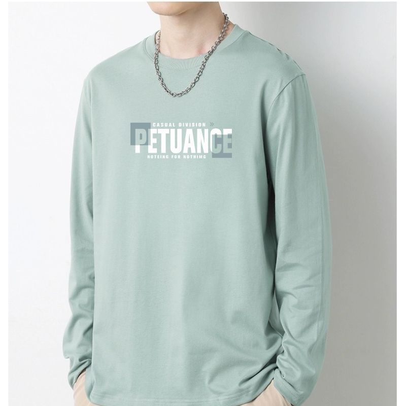 100棉男士T恤长袖打底衫休闲印花舒适时尚潮流T恤8/19 100% cotton men's long-sleeve T-shirt, casual printed comfortable fash