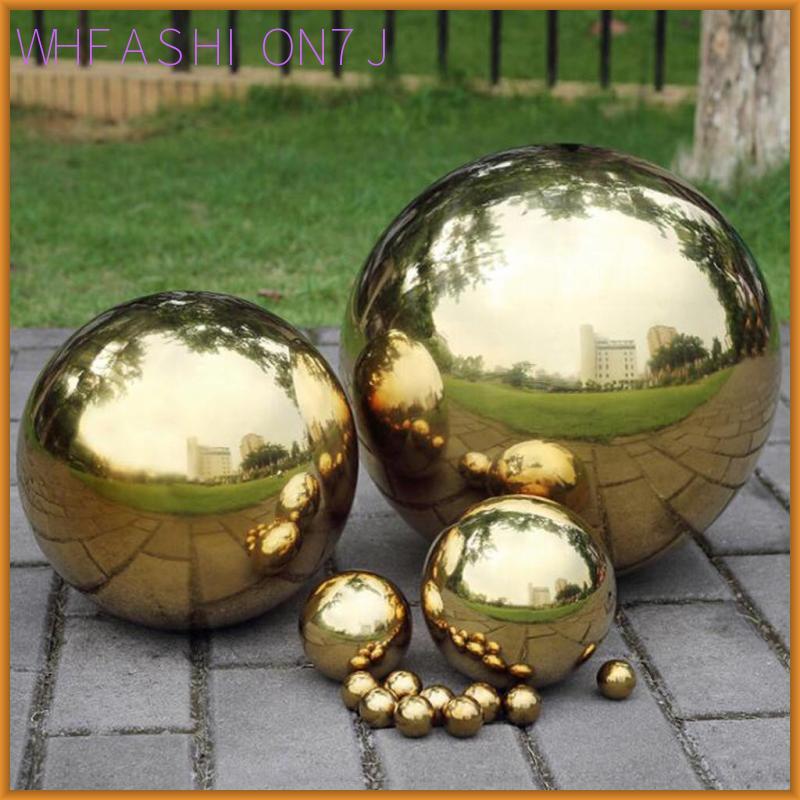 [whfashion7j] 76-138mm Gold Stainless Steel Gazing Ball Mirror สวนขัดเงา