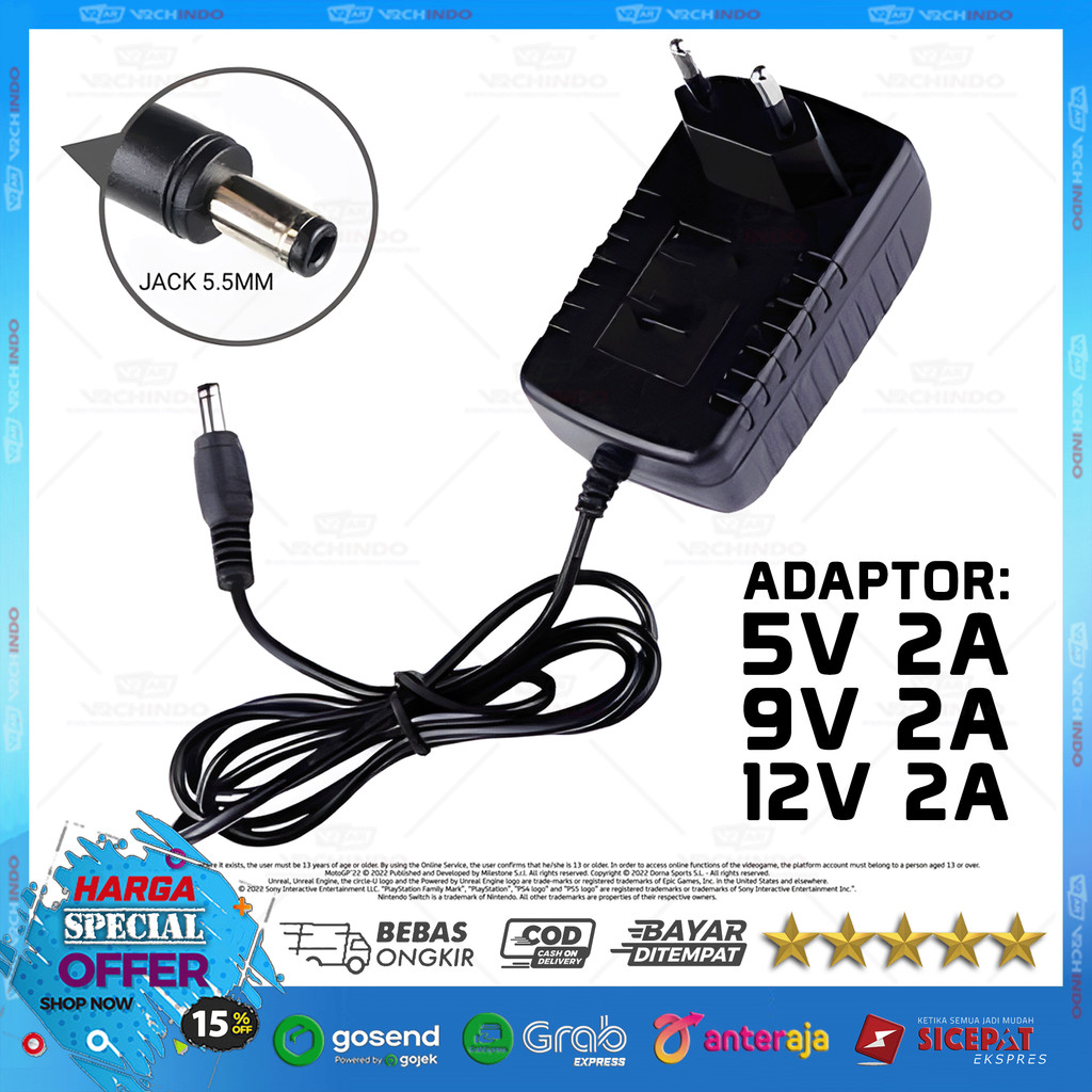 Universal DC Power Adapter 5V 2 Ampere / 9V 2 Ampere / 12V 2A Charger กล้องวงจรปิดเราเตอร์โมเด็ม WiF
