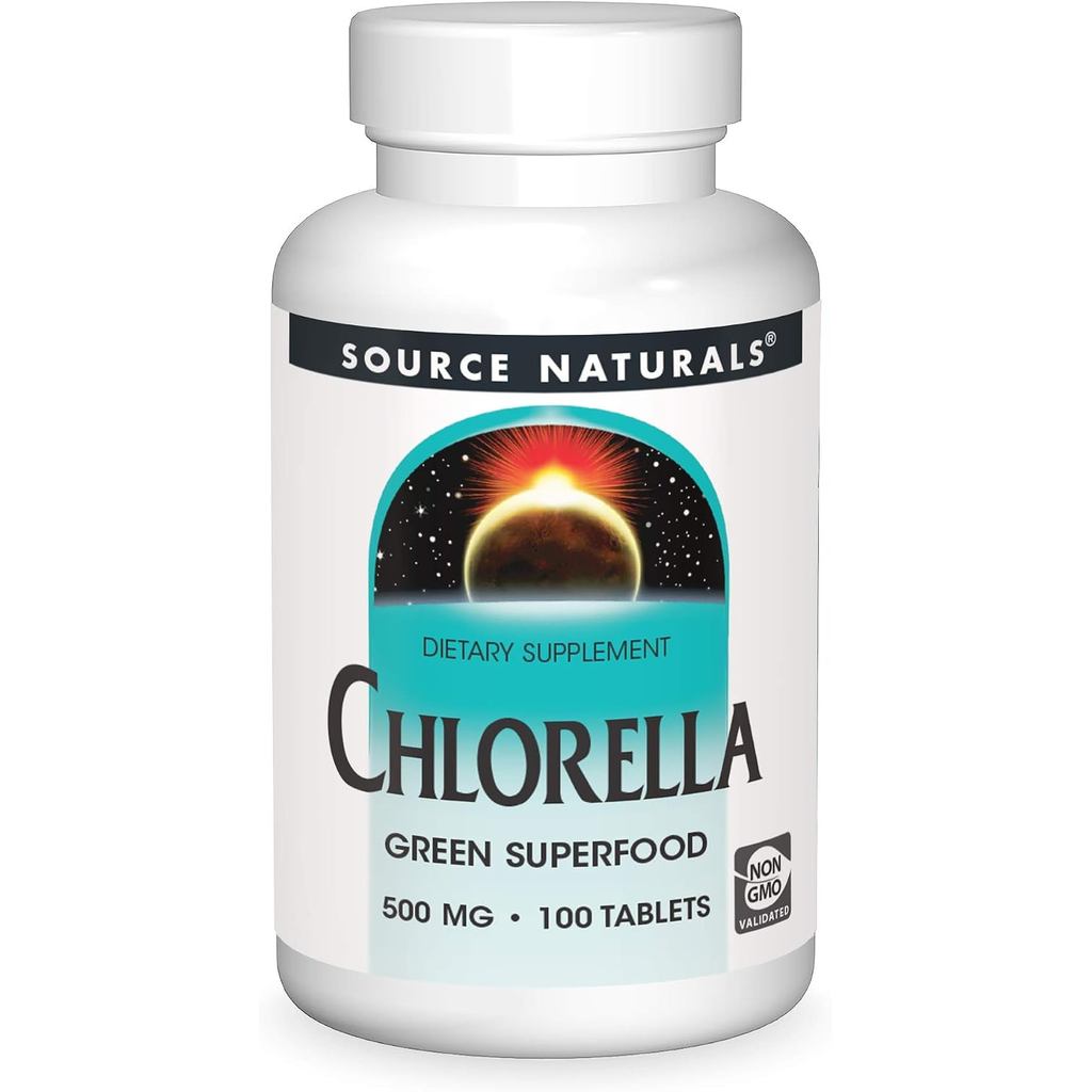 Naturals Chlorella 500 mg Green Superfood, พืช B12-100 เม็ด