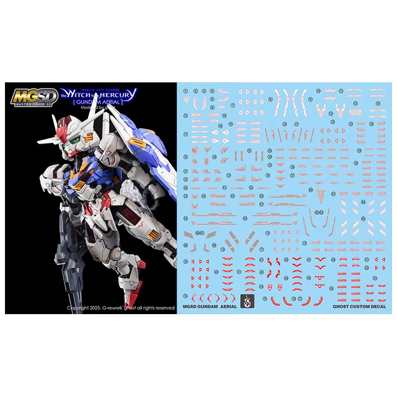 (พร้อมส่ง) ดีคอลน้ำ DECAL [GHOST] MGSD Aerial Gundam XVX-016 สะท้อนแสงแบล็คไลด์