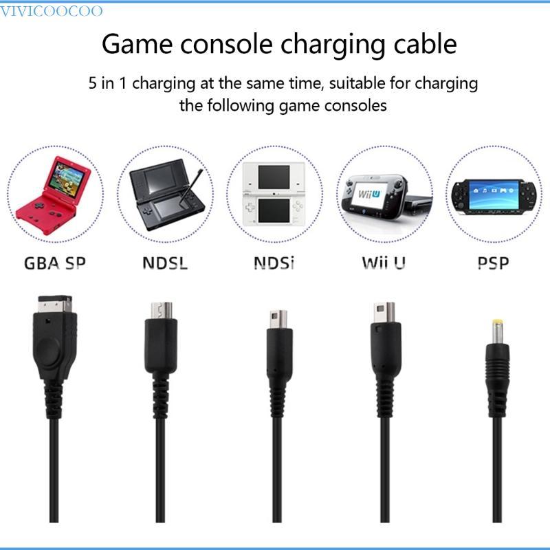 VIVI 5-in-1 สายชาร์จสําหรับ NDSL ใหม่ XL สําหรับ NDS GBASP ชาร์จสากล