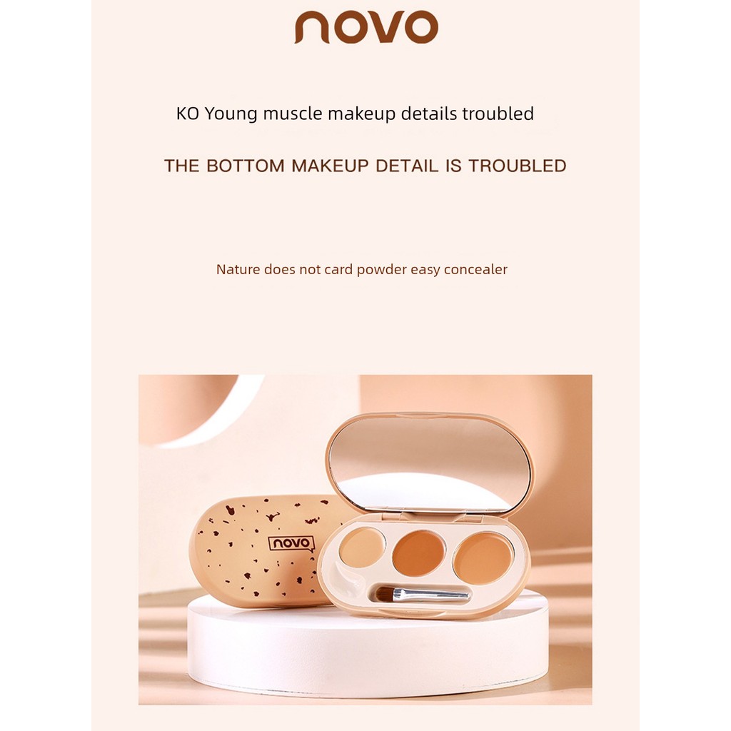 คอนซีลเลอร์ concealer ของแท้] NOVO Tricolor CONCEALER Face Cover Dark Circles Spots Acne Marks Brigh