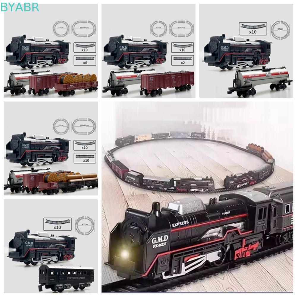 BYABR Train Freight Train Toy, Locomotive Playset Assembly Electric Christmas Train Track Set, Combi