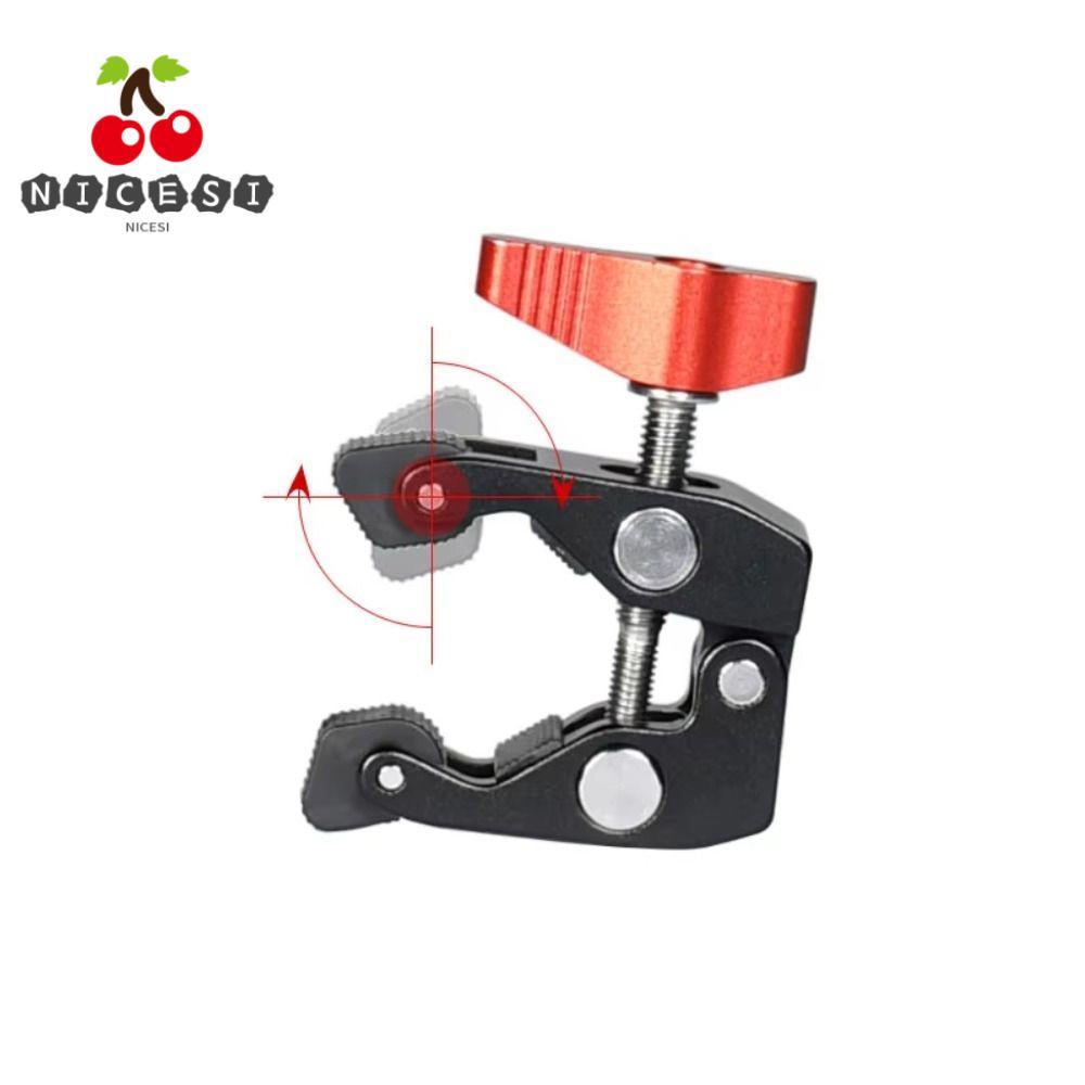 NICESI Crab Clamp, วัสดุอลูมิเนียม 1/4 "Hole Camera Clamp, ทนทาน 3/8" Hole Quick Release Super Stron