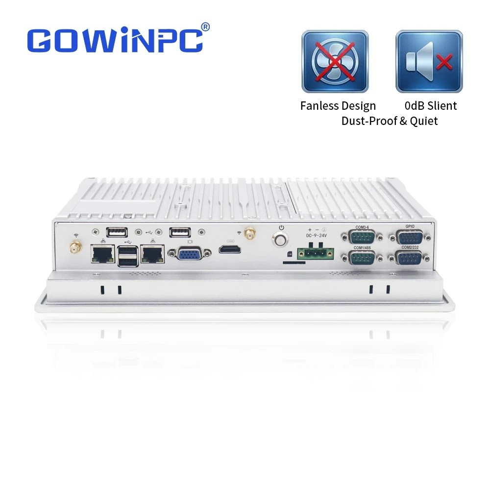 D4AV GOWINPC แผงอุตสาหกรรม Mount PC 10.1 15.6 21 "J6412/J4125/N97/N95 หน้าจอสัมผัสแบบ Capacitive Fan