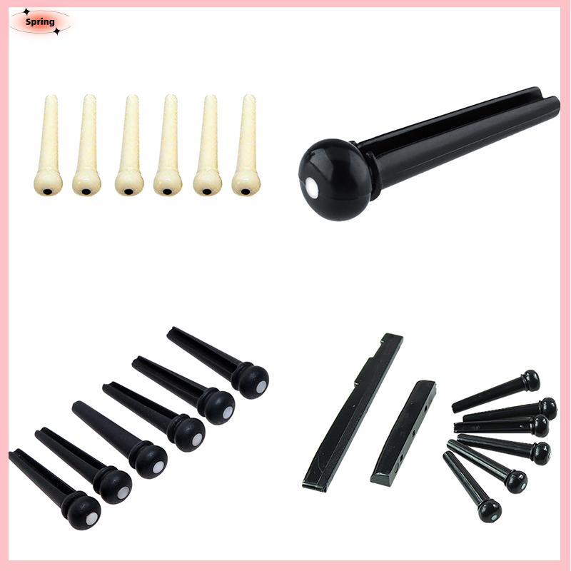 ฤดูใบไม้ผลิevennice. ชุด 6 ชิ้น Bla Ebony Bridge Pins พร้อมจุดเชลล์สําหรับกีตาร์อะคูสติกคุณภาพ
6 ชิ้