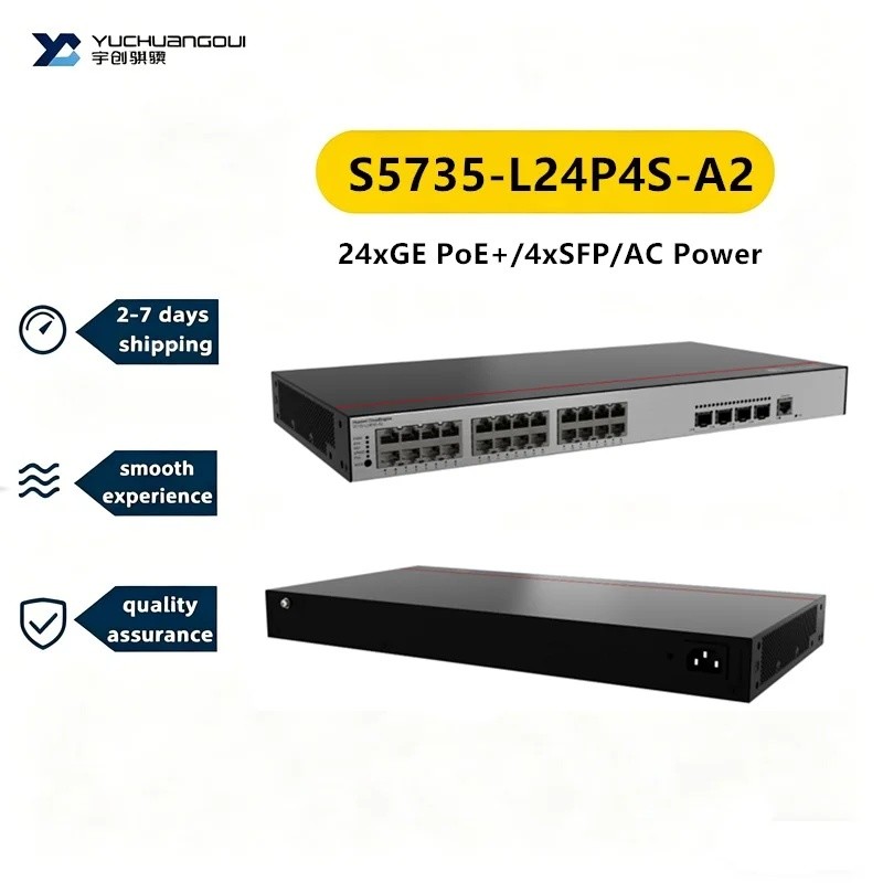6FCA ยี่ห้อใหม่ Gigabit Ethernet Network Switches 24*10/100/1000BASE-T,4* 1G SFP, PoE+,400W PoE,AC P