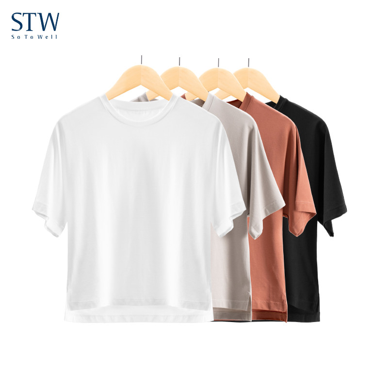 STW Modal ผ้าฝ้ายแขนสั้นเสื้อยืดผู้หญิงฤดูร้อนออกแบบ Niche เสื้อยืดสีขาวหลวมอินเทรนด์รอบคอ Bottoming