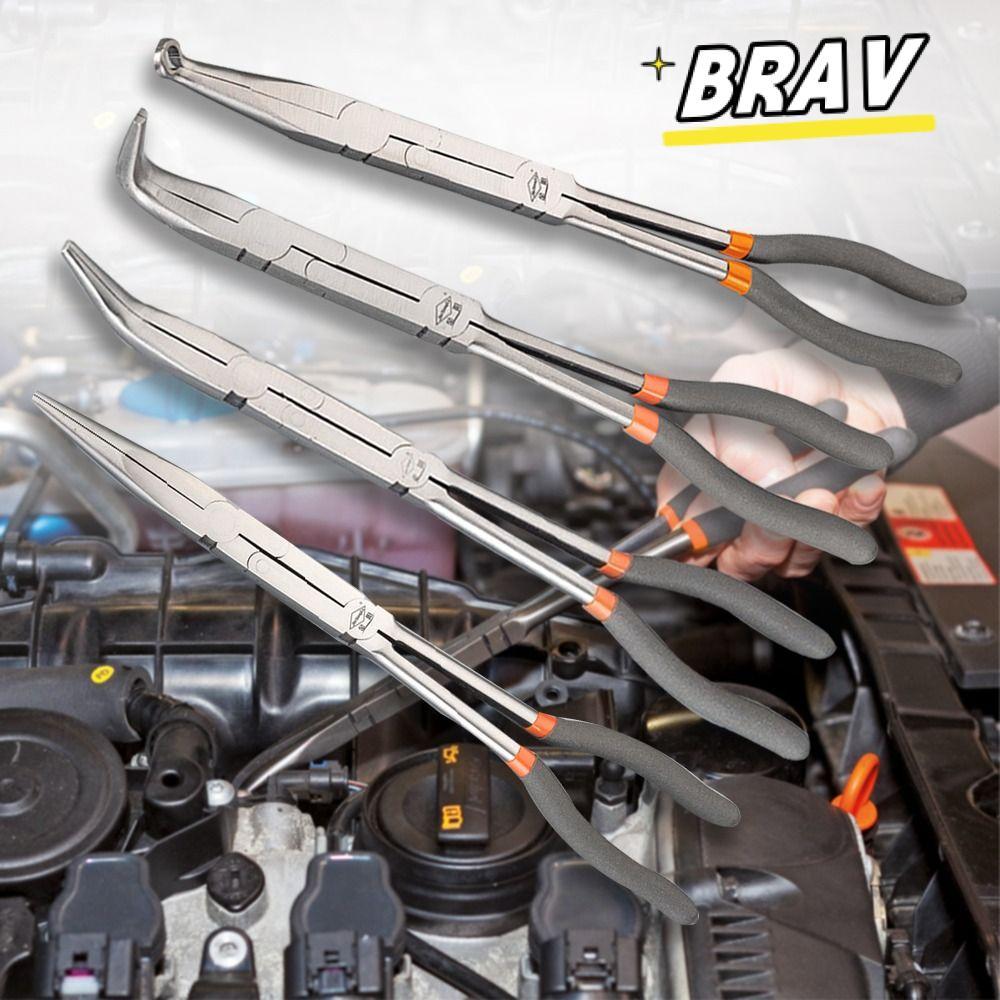 BRAV คีมตรง, คีมจมูกยาวกันลื่นด้ามยาว, เหล็กคาร์บอนมัลติฟังก์ชั่น 25/45/90 องศาคีมจมูกงอ|วิศวกรวิศวกร