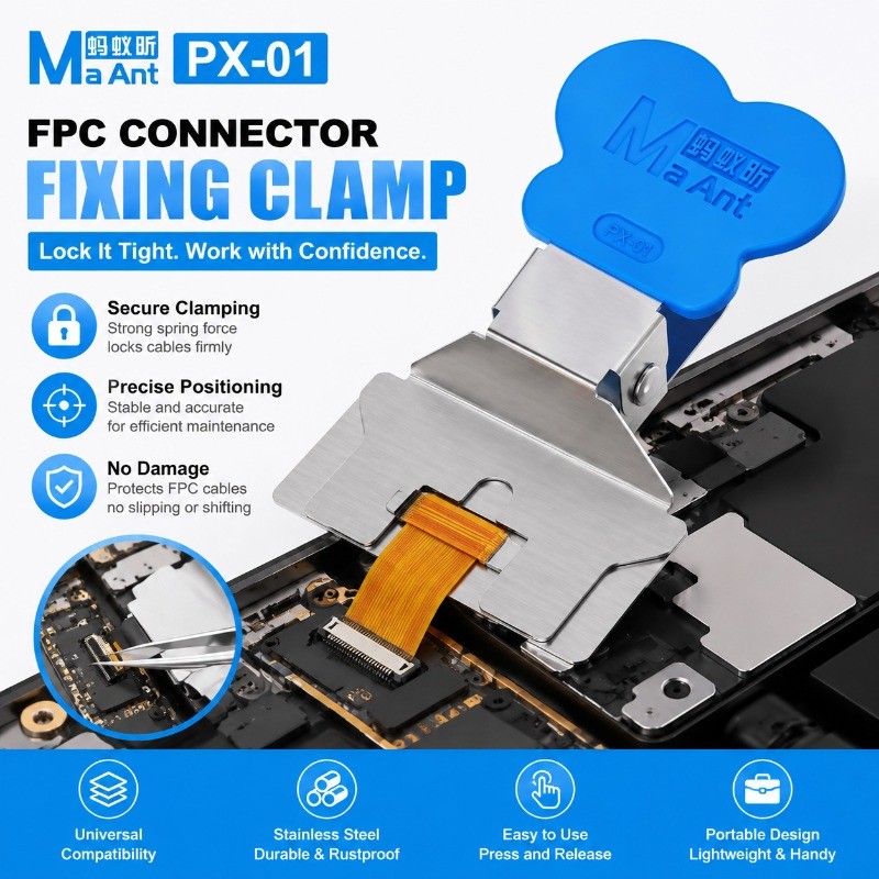 MaAnt PX‐01 FPC Flex Cable Clip ตัวยึดลวดริบบิ้นแบบยืดหยุ่นแคลมป์คงที่สําหรับโทรศัพท์มือถือ PCB หน้าจอซ่อมเครื่องมือบํารุงรักษา