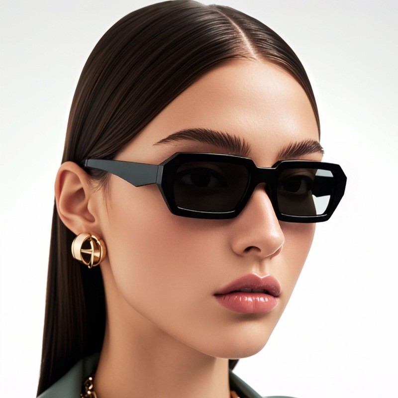 Vintage Luxury Brand Designer แว่นกันแดดสี่เหลี่ยมเล็ก UV400 ผู้หญิงผู้ชายเดินทางขับรถ Shades หญิง L