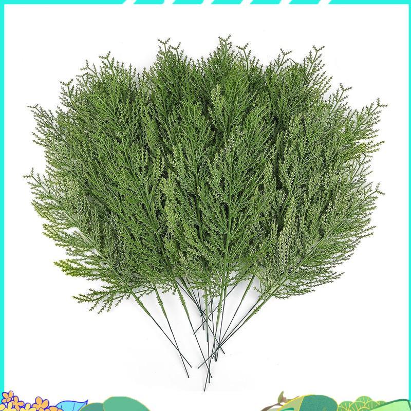 40 ชิ้นประดิษฐ์ Cedar Sprigs Faux Cedar สาขา Cedar Cypress Stems Pine Picks สีเขียว