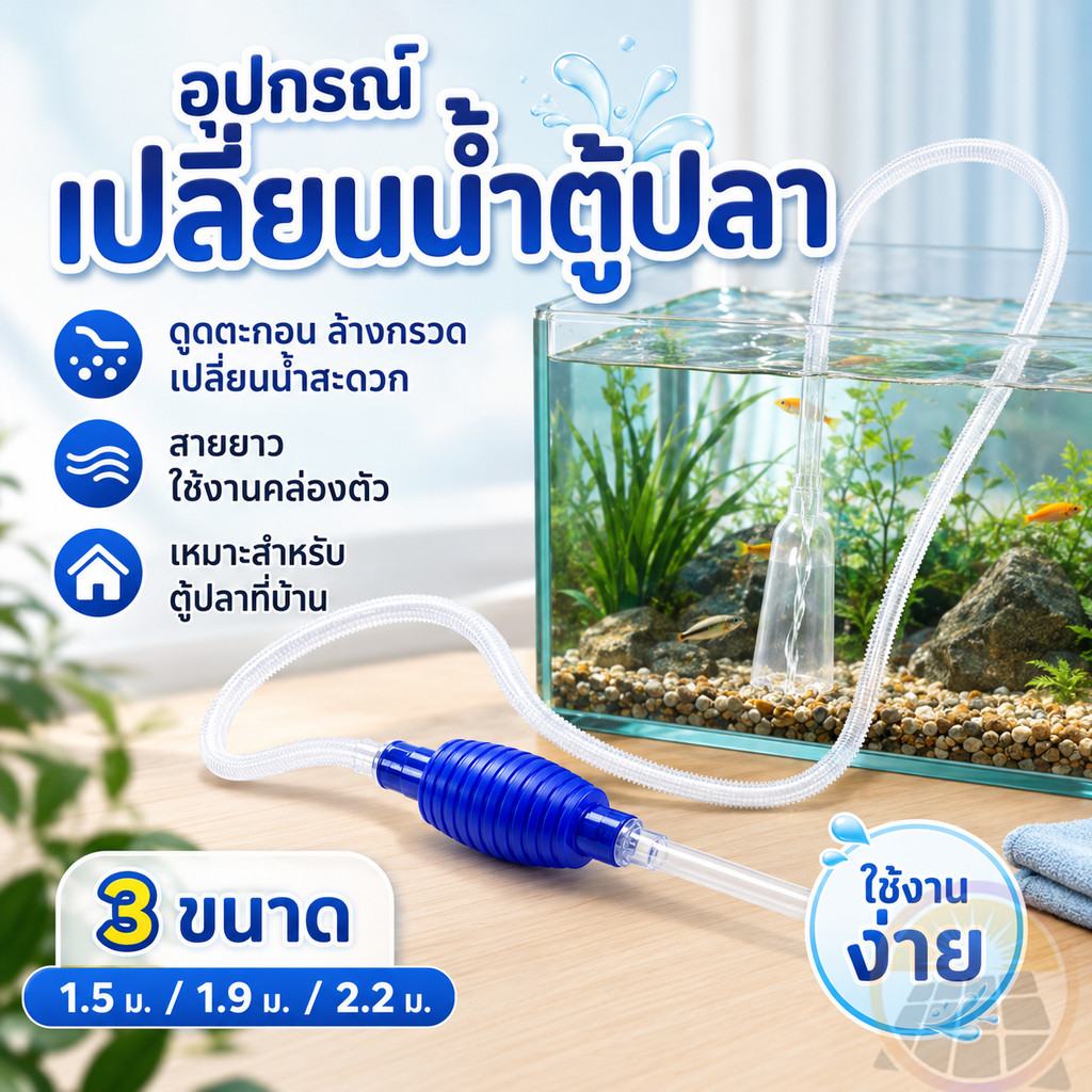 เครื่องเปลี่ยนน้ำตู้ปลา ปั๊มดูดน้ำ พร้อมสายยาง เครื่องเปลี่ยนน้ำ เดรน ฟางมูลปลา อุปกรณ์ทำความสะอาดตู้ปลา