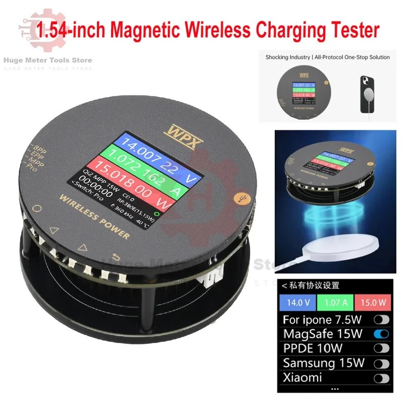 AZ0C 1.54 นิ้ว WPX-0001A Multi-Function Magnetic Wireless CHARGING Tester Qi2 MPP25W Fast CHARGING U