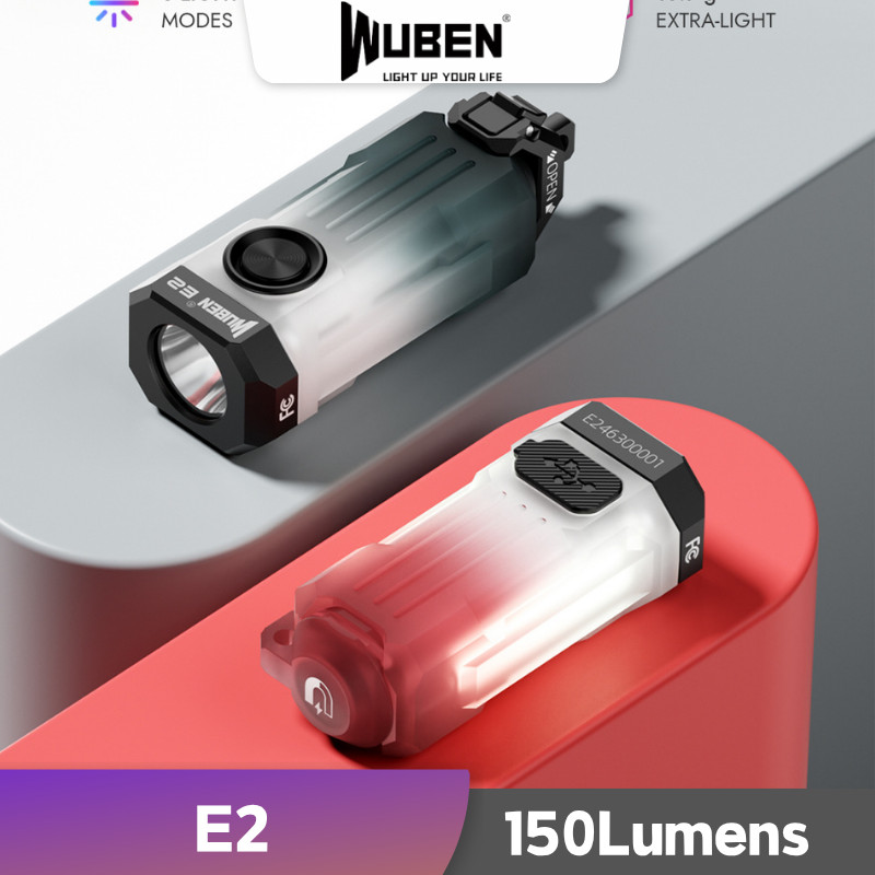 WUBEN E2 150Lumens USB-C ชาร์จ LED Keychian Light Ultra-Light EDC ไฟฉายแม่เหล็ก