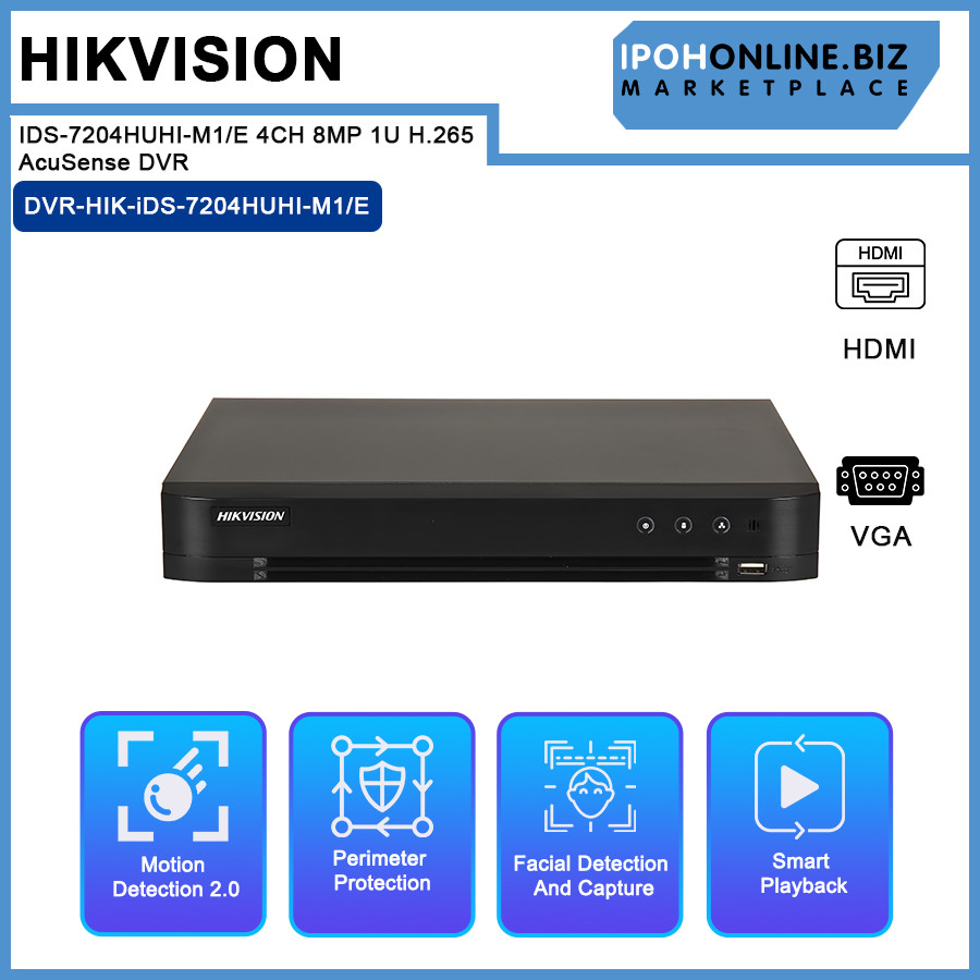 HIKVISION IDS-7204HUHI-M1/E 4CH 8MP 1U H.265 AcuSense DVR