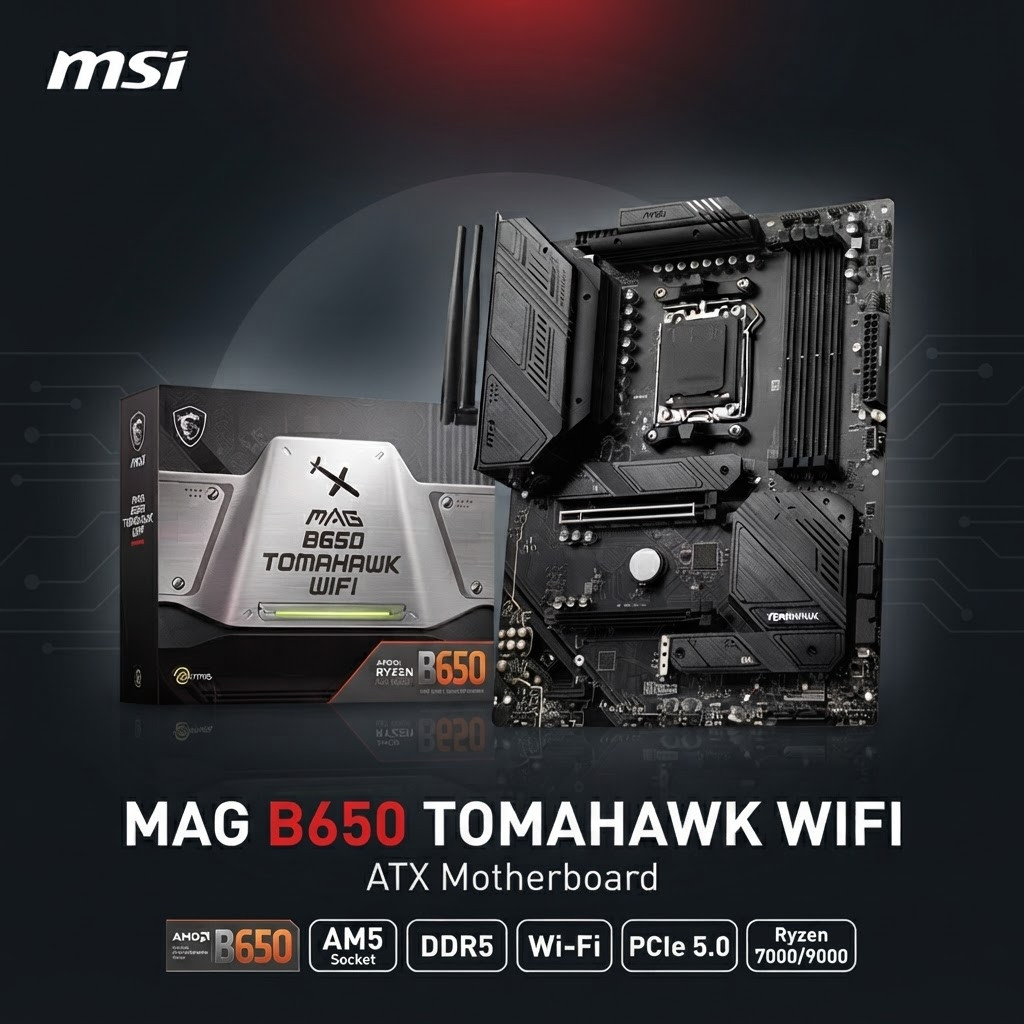 MSI MAG B650 TOMAHAWK WIFI AM5 ATX Motherboard Ryzen 7000/9000 B650 Wi-Fi