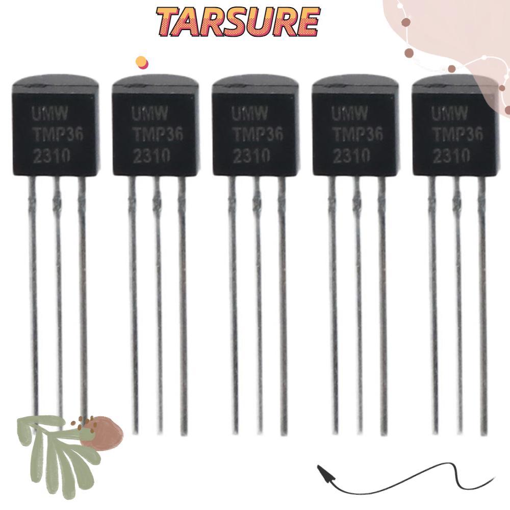 TARSURR เซ็นเซอร์อะนาล็อกอุณหภูมิ 5 ชิ้น, TMP36GT9Z TMP36 โลหะ 3 พิน, ±2°C 10 MV/8°C Black Digital T