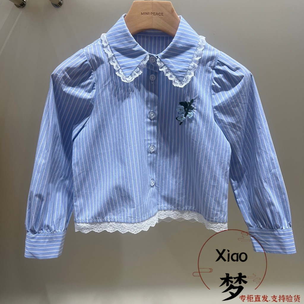 F2CAG1274 Taiping Bird เสื้อผ้าเด็ก minipeace 2026 ฤดูใบไม้ผลิใหม่สไตล์สาวลายเสื้อคอปกตุ๊กตา