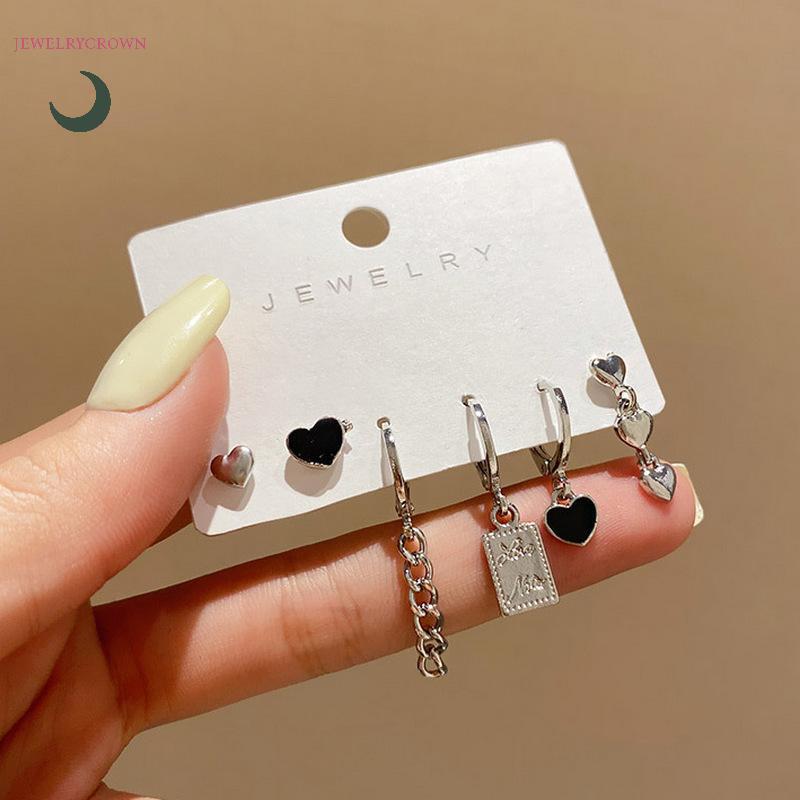 6 ชิ้น Y2K ต่างหูหัวใจชุดสําหรับหญิงสาว Vintage Aesthetic Studs เครื่องประดับอินเทรนด์อุปกรณ์เสริม [