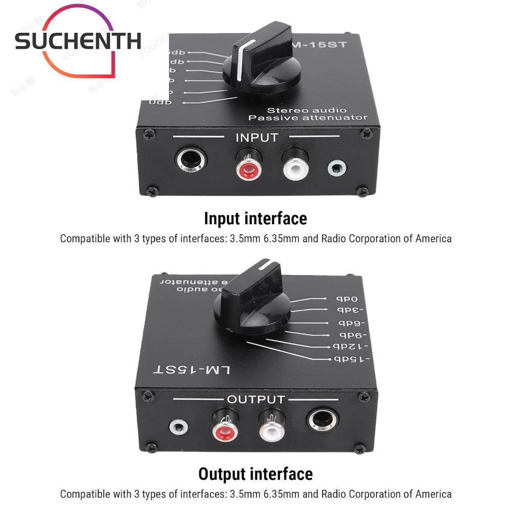 SUCHENTH Passive เสียงสเตอริโอ Attenuator, 6 โหมดสลับ 15db ถึง 0db 3.5 มม.6.35 มม.และสําหรับอินเทอร์