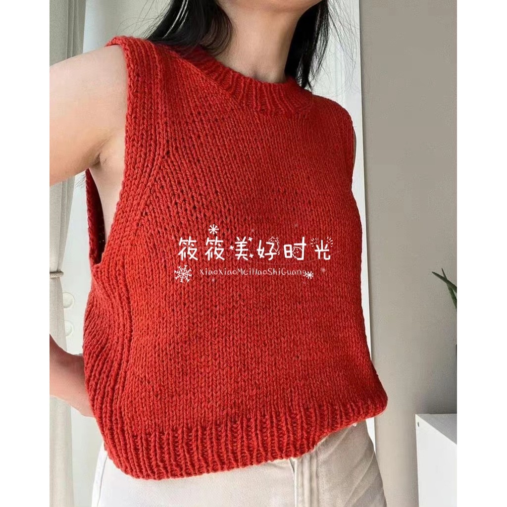 Breeze Ladies Summer Simple Style Cotton Linen Vest Sweater ถักตัวอักษรจีน Jie Xiaoxiao แปล