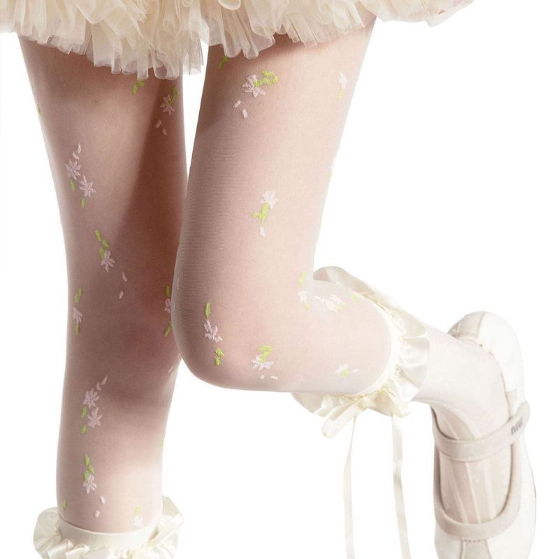 Lolita日系Jk花朵白丝袜女春夏薄款感蕾* 丝洛丽塔甜美连裤袜黑丝Sweet Lolita Lolita Pantyhose Lolita Socks French Palace Style