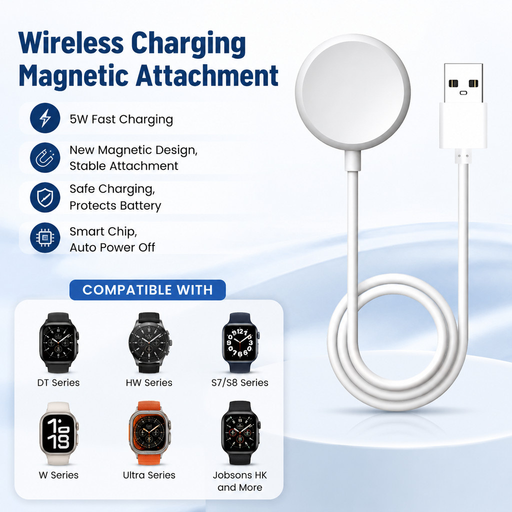 Magnetic Wireless Fast สายชาร์จสําหรับ 4G 5G Smartwatches ใช้งานร่วมกับ S5 H11 A5 T800 T900 สมาร์ทนา