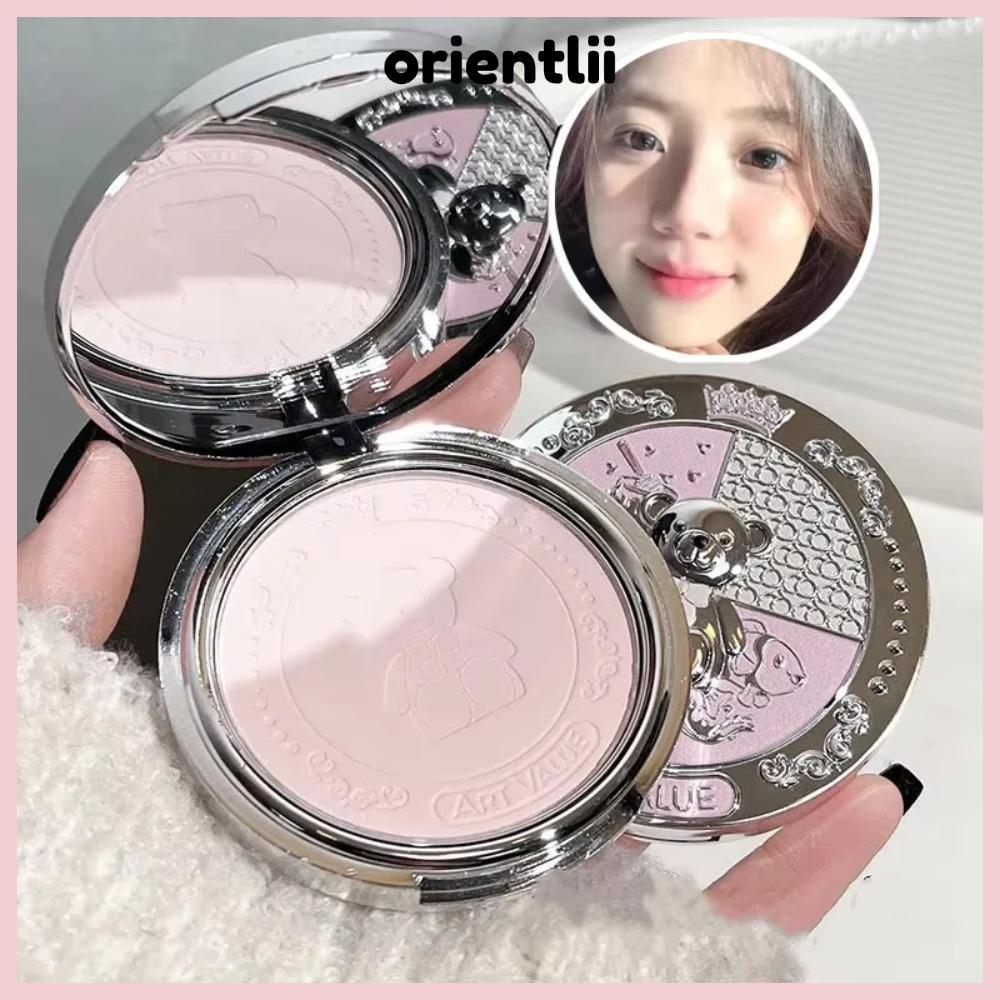 ORIENTLIIY Pressed Powder, Oil Control Waterproof Setting Powder, Natural Matte Long Lasting Pearles