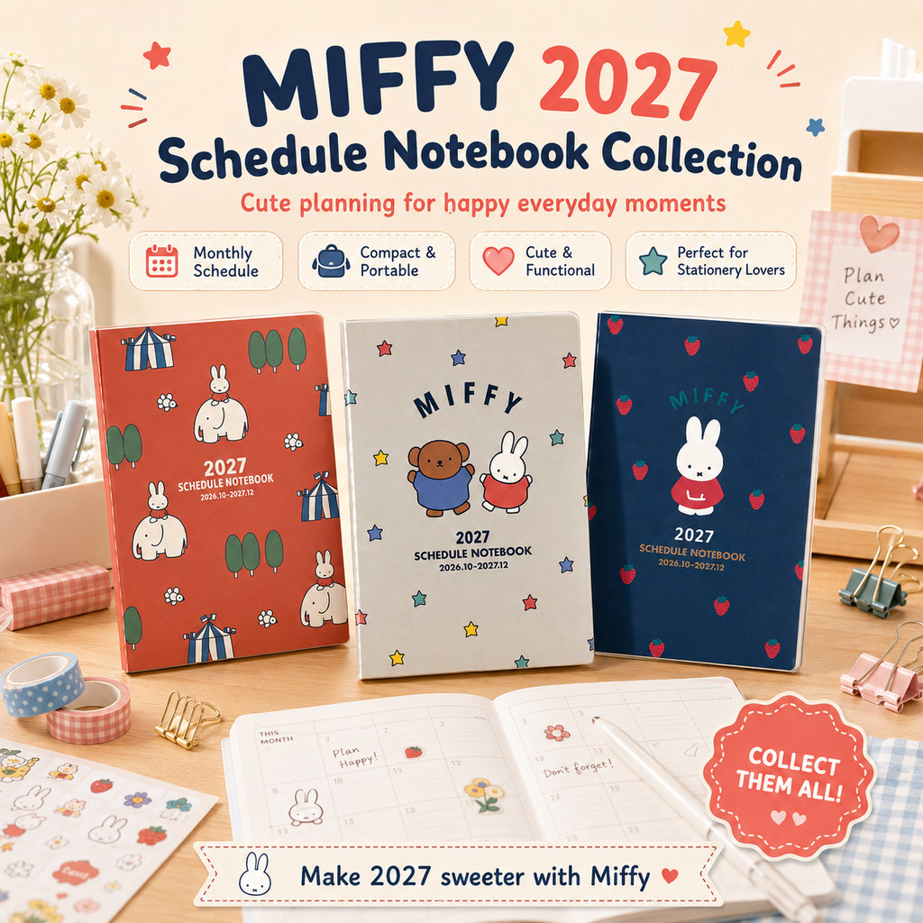 2027 Miffy Square A5 Monthly Planner – October 2026 Start, Multiple Colors