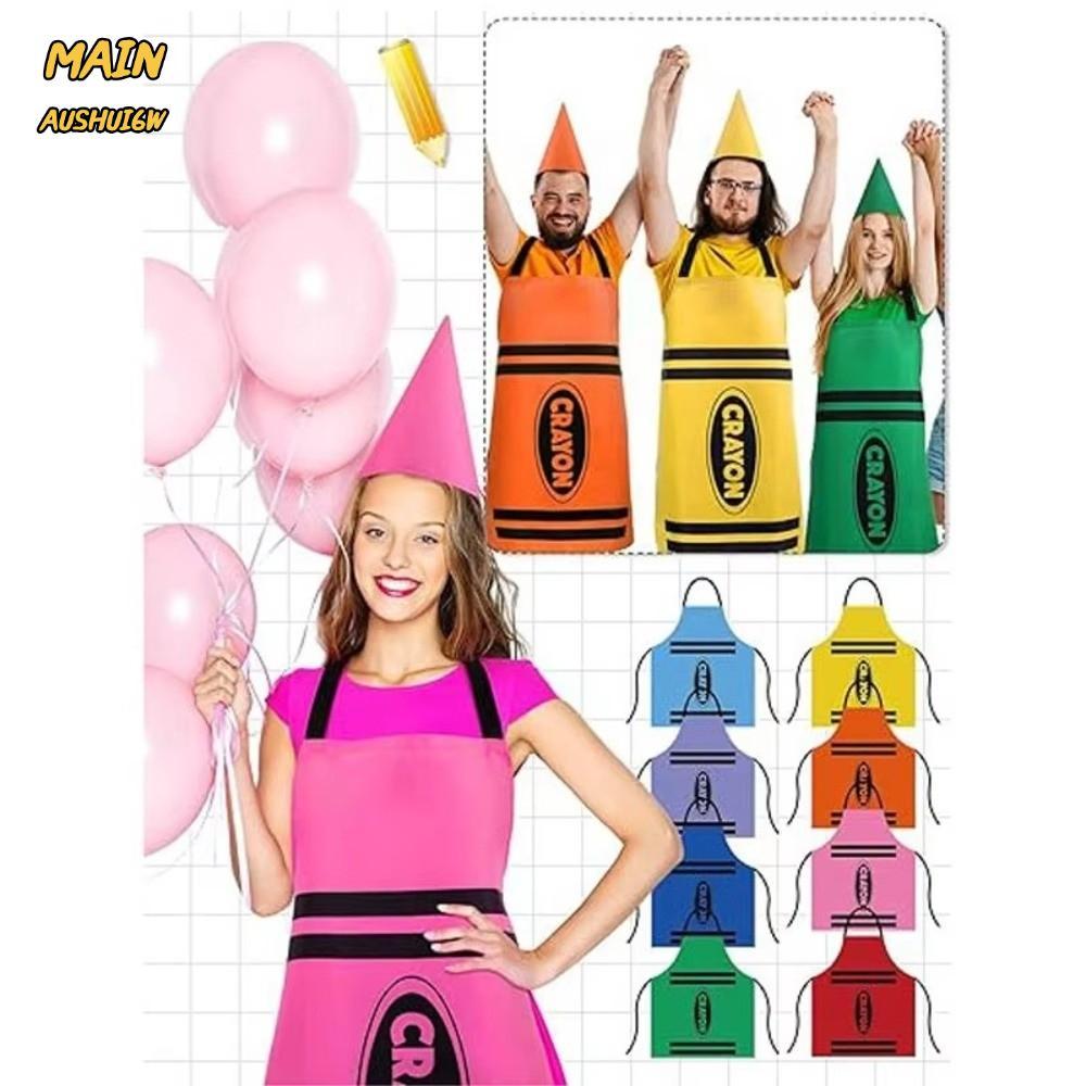 MAINAUSHUI6W Crayon Themed Gnome ชุด,ที่มีสีสันตลกผ้ากันเปื้อน Crayon, Art Craft กิจกรรมทําความสะอาด
