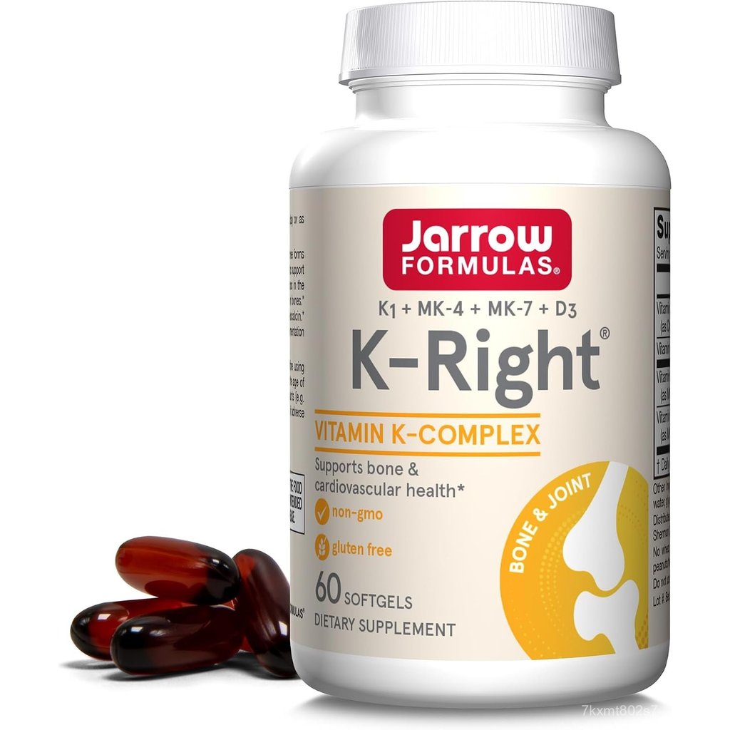 Jarrow K-Right พร้อม วิตามิน K2 MK-7 และ วิตามิน D3, 60 ซอฟต์เจล