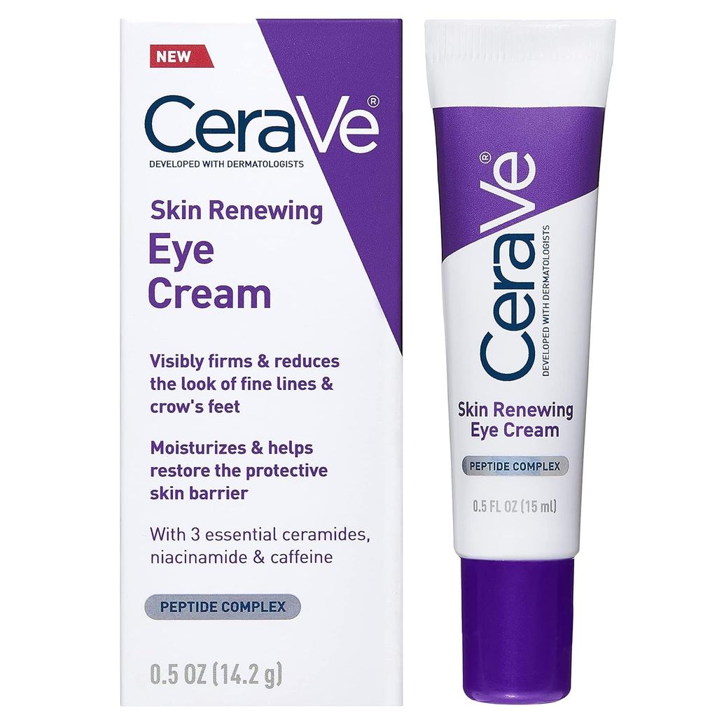 CeraVe Eye Cream สําหรับริ้วรอยพร้อมเปปไทด์, คาเฟอีน & ไนอาซินาไมด์, 0.5oz C5UN