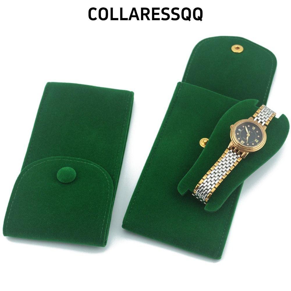 COLLATRESSQQ Watch Boxes, กระเป๋าใส่นาฬิกาป้องกันฝุ่นแบบพกพา, Flannelette Snap Gift Packaging Women