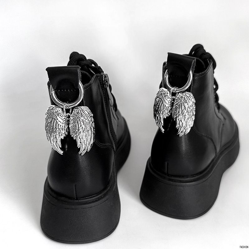 [J & N] Punk Angel Wings รองเท้าอุปกรณ์เสริมอินเทรนด์ Cool Big Wings ที่ถอดออกได้ Martin Boots จี้หั