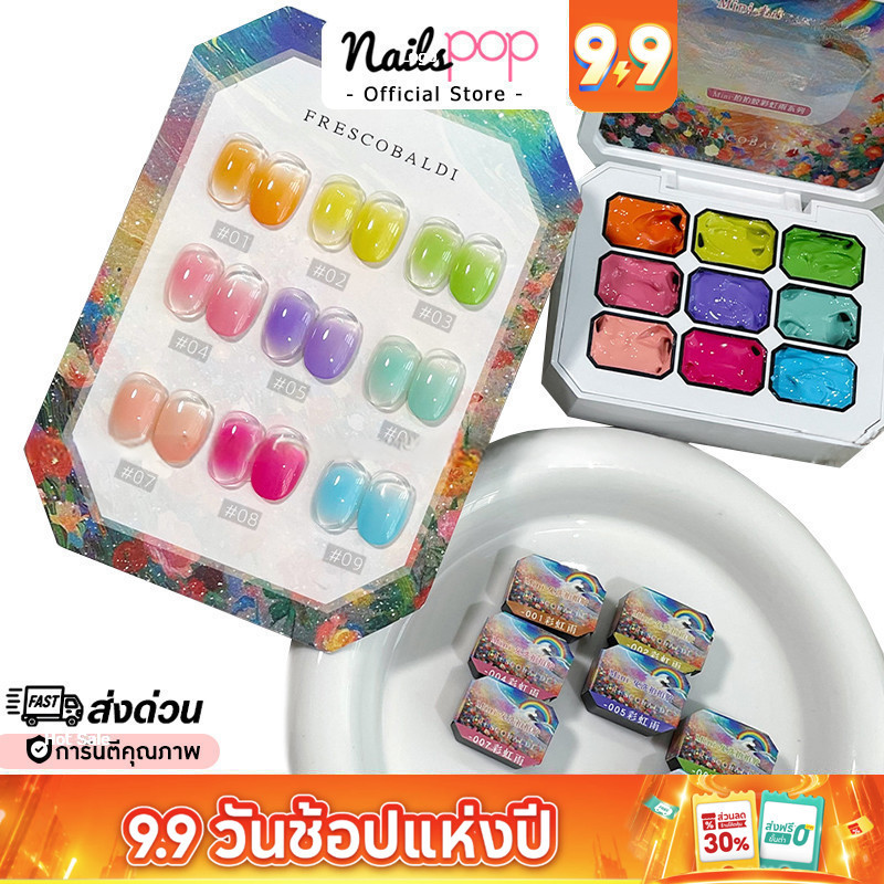 พร้อมส่ง สีเจล สีเพ้นท์เล็บ เม็ดสีแน่นมาก Ombre ตลับ ไล่สี ออมเบร์ สีเจลเพ้นท์เล็บ สีเพ้นท์เล็บเจล