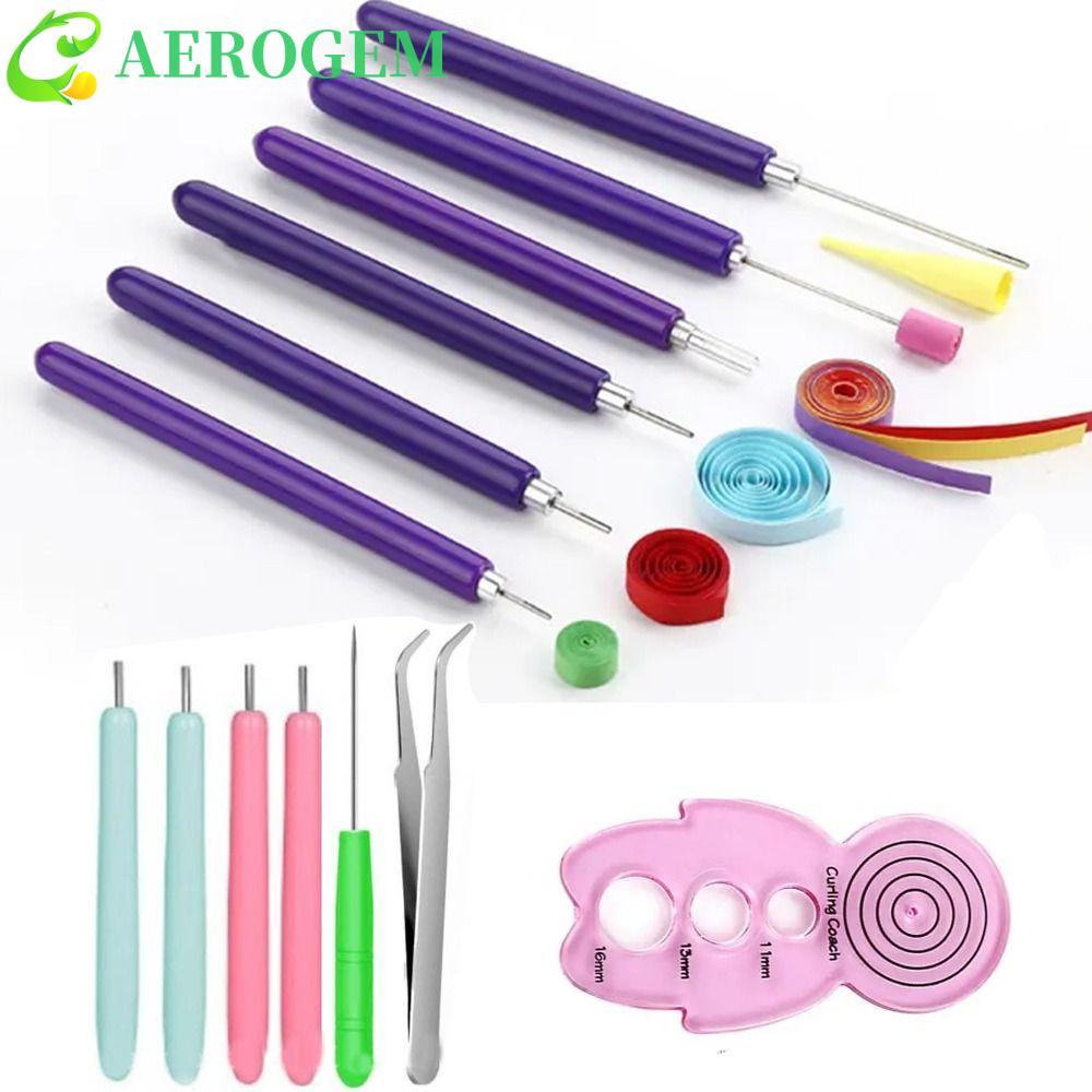AEROGEM 12PCS Quilling ชุดเข็ม,หลายขนาดกระดาษหัตถกรรมเครื่องมือ Quilling, DIY กระดาษ Curling Quillin
