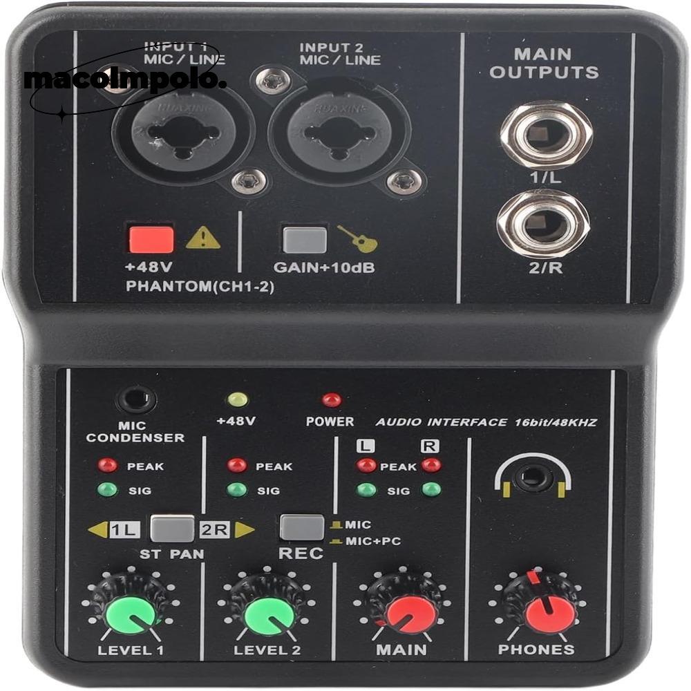 คอนโซลมิกเซอร์เสียง,16BIT/48KHZ ความละเอียด48V Power Sound Mixing Board,มินิอินเทอร์เฟซUSB 2ช่องMini