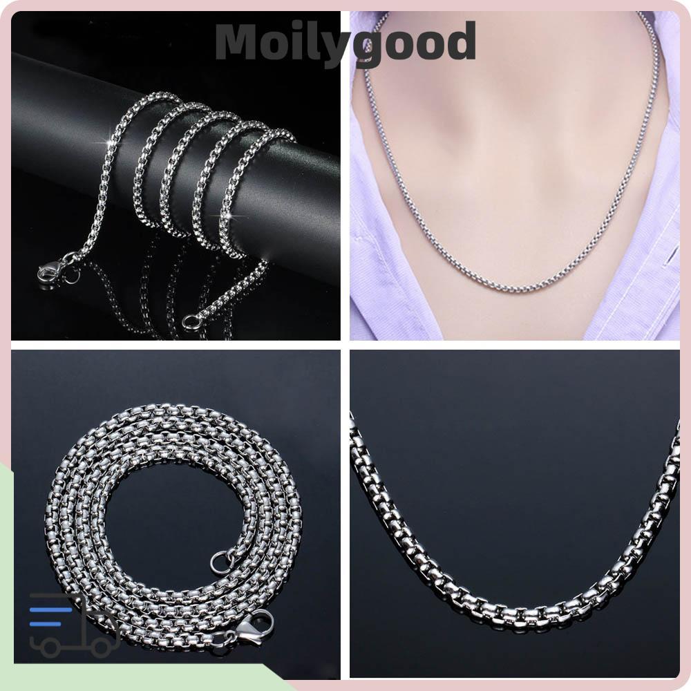 MOILYTH สร้อยคอโซ่ Cool Hip Hop สีเงิน 2mm/2.5mm/3mm/3.5mm/4mm
