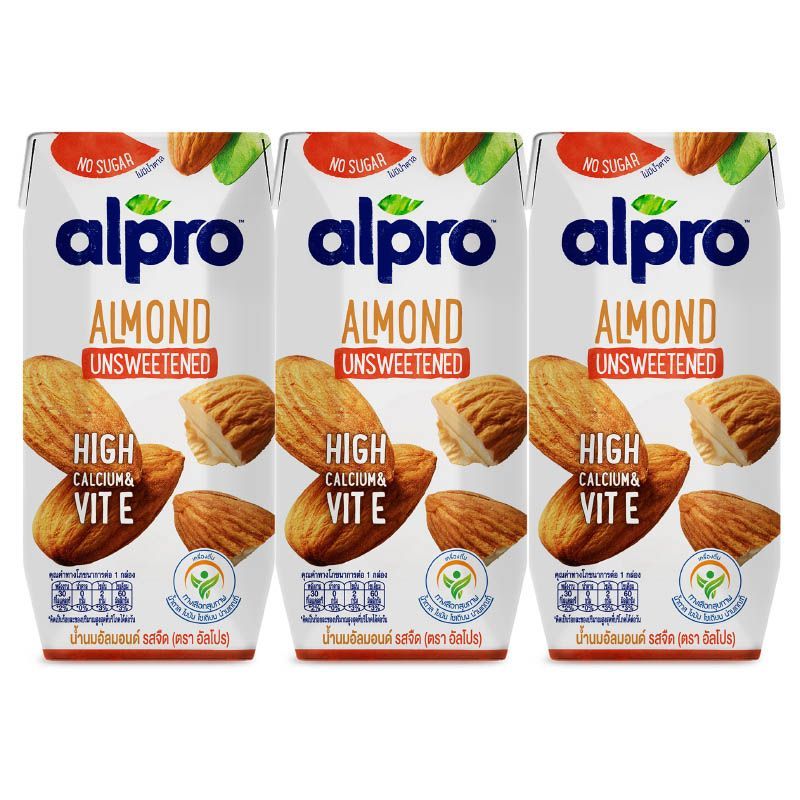 อัลโปรน้ำนมอัลมอนด์รสจืด 180มล. แพค3 Alpro Almond Milk Unsweetened 180ml. Pack3