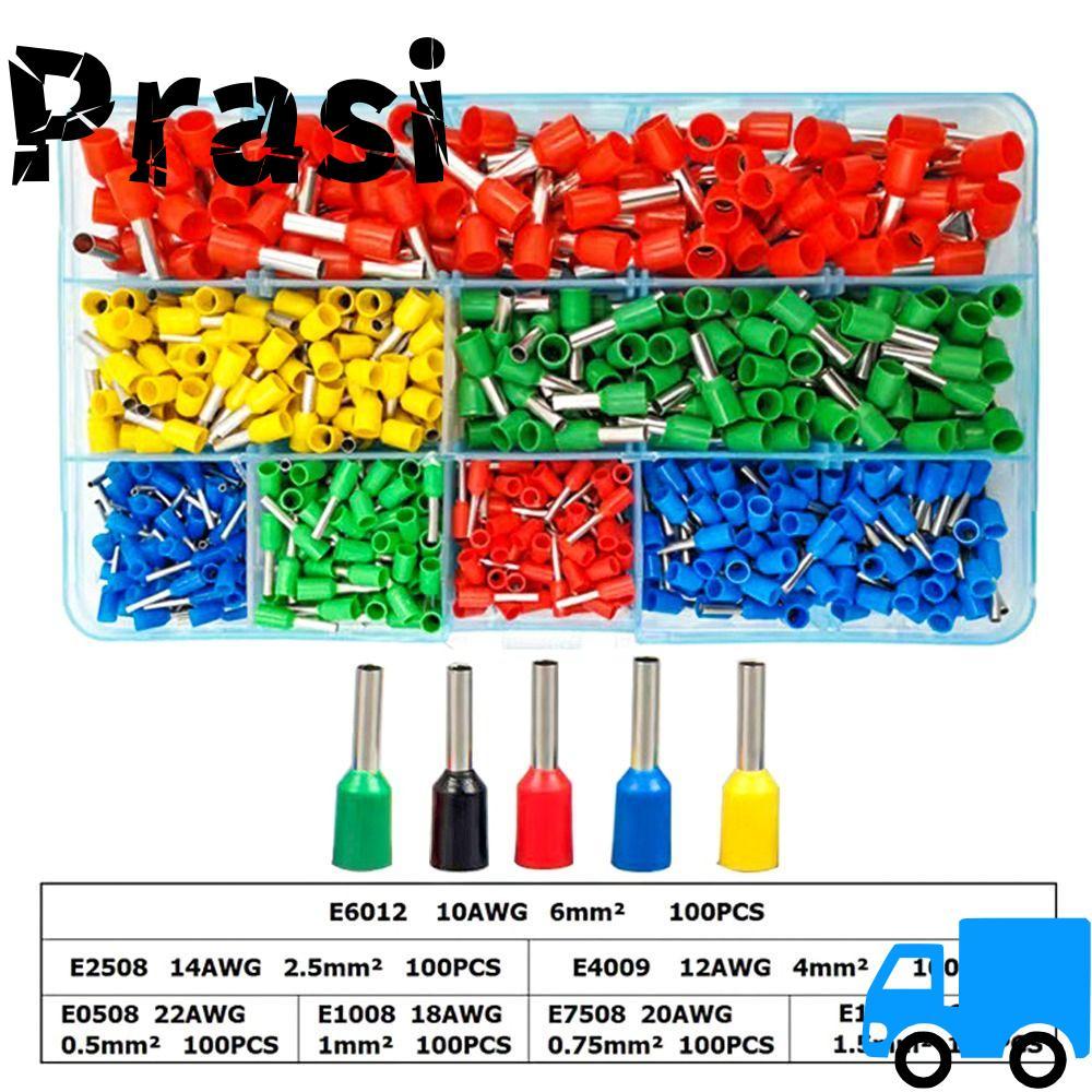 PRASI 300/400/700PCS Crimp Terminals ชุด E4012 E2512 E6012 E1510 สายไฟฉนวน Terminator