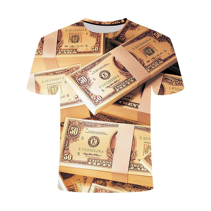 3D PrintUS Dollar เสื้อยืดสําหรับชายเงินเงินสดกราฟิก T เสื้อ Dollar Bill Party รอบคอ Tops คอสเพลย์ S