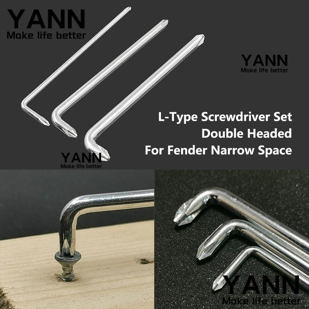 Yann1 ชุดไขควง L-Type PH0 PH1 PH2 3 ชิ้น สำหรับพื้นที่แคบ Fender ไขควงงอหัวคู่ มืออาชีพพกพา