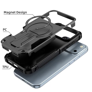 DJ เคสโทรศัพท์มือถือ แข็ง กันกระแทก พับได้ ตั้งได้ สําหรับ iPhone 17 Air 17 Pro Max 16 Pro Max Plus magnet PC TPU Case