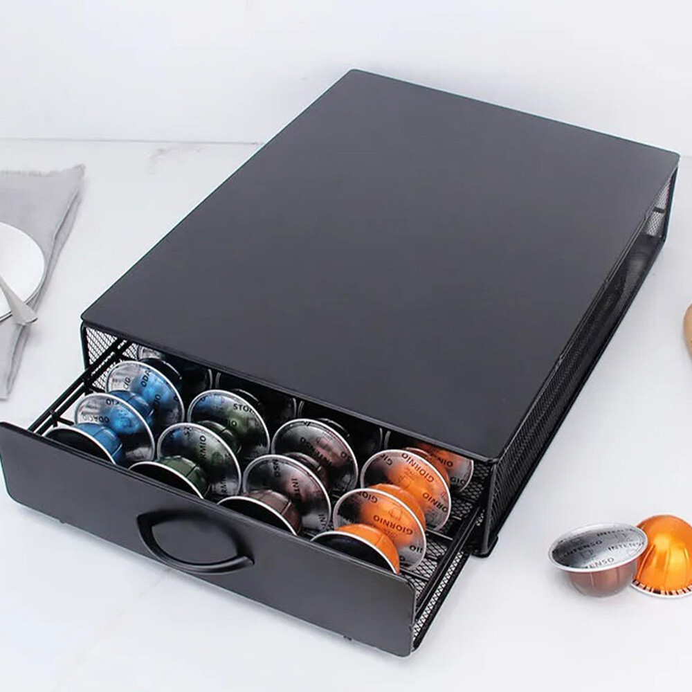 Local Coffee Pod ลิ้นชักแคปซูลสําหรับ 40 ชิ้นแคปซูลสีดํา Coffee Pod Organizer/Rack/Holder Coffee Bag